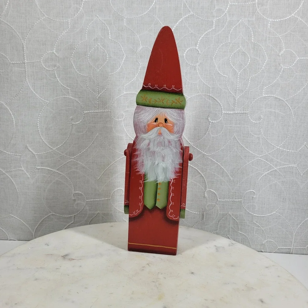 Hand Painted Wood Santa Claus Hinged Arms Primitive Christmas Decor